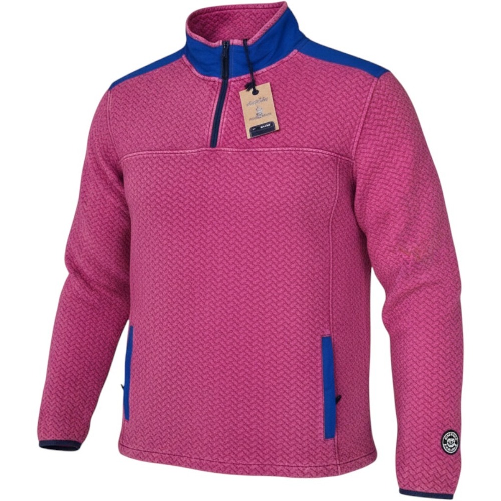 Chubbies Boomshakalaka Mens XXL Pink Blue Quilted Basketweave 1/4 Zip Pullover